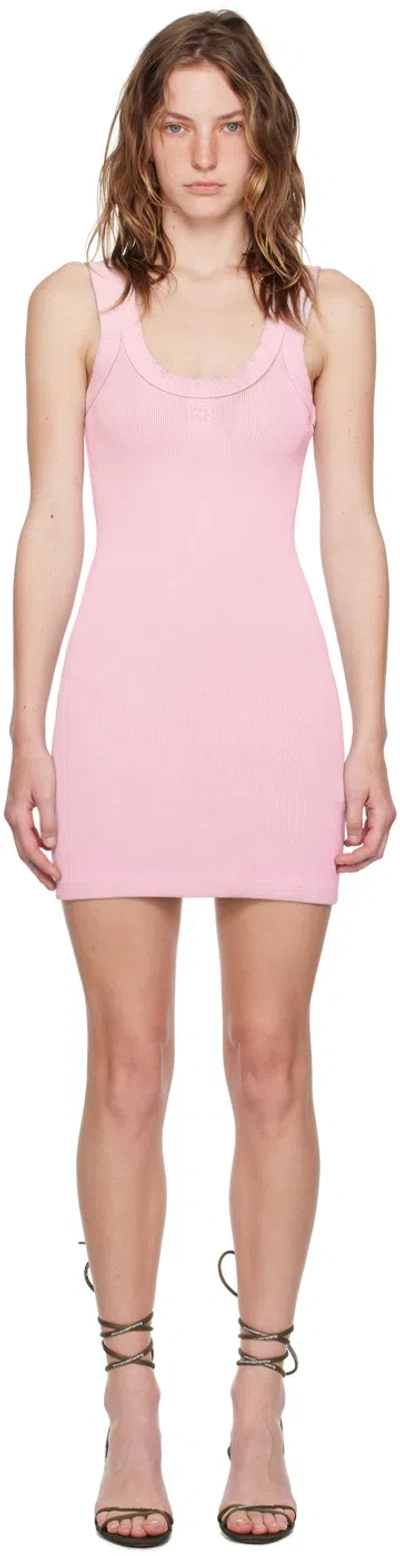 Alexander Wang T Pink Scoop Neck Minidress In 688a Washed Pink Lac