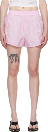 Alexander Wang T Pink Track Shorts In Pink Stripe