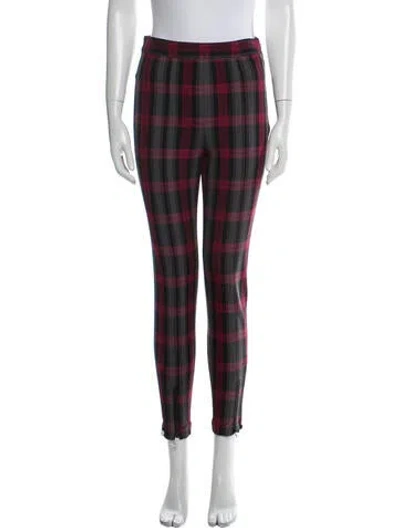 Pre-owned Alexander Wang Plaid Print Skinny Leg Pants In Black
