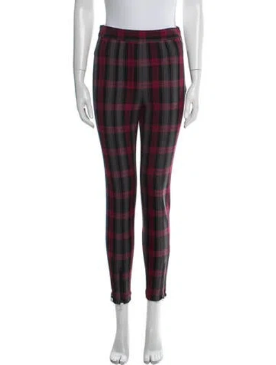 Pre-owned Alexander Wang Plaid Print Skinny Leg Pants In Black
