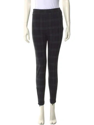 Pre-owned Alexander Wang T Plaid Print Skinny Leg Pants In Green