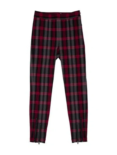 Pre-owned Alexander Wang T Plaid Print Skinny Leg Pants In Red
