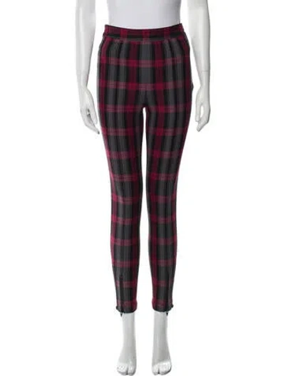 Pre-owned Alexander Wang Plaid Print Skinny Leg Pants In Red