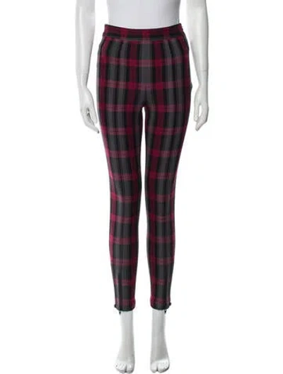 Pre-owned Alexander Wang Plaid Print Skinny Leg Pants In Red