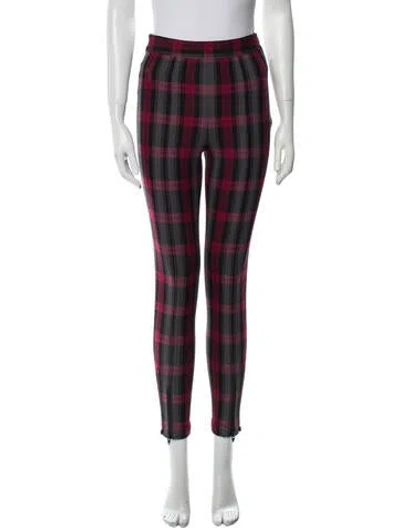 Pre-owned Alexander Wang Plaid Print Skinny Leg Pants In Red