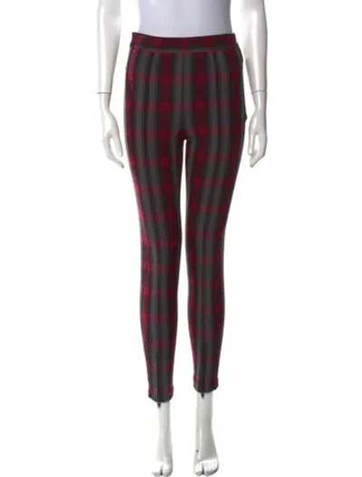 Pre-owned Alexander Wang Plaid Print Skinny Leg Pants In Red