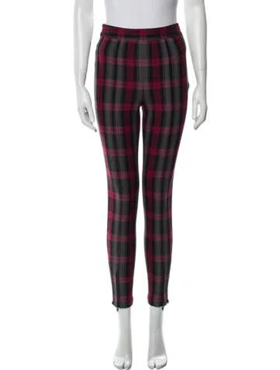 Pre-owned Alexander Wang Plaid Print Skinny Leg Pants In Red