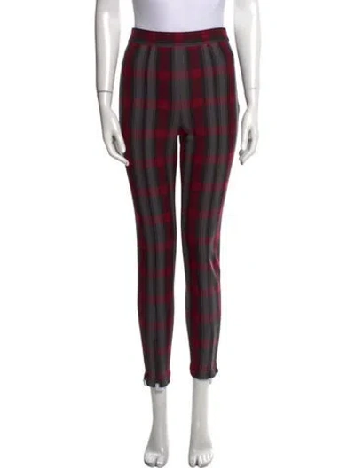 Pre-owned Alexander Wang Plaid Print Skinny Leg Pants In Red