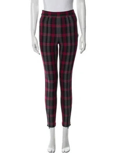 Pre-owned Alexander Wang Plaid Print Skinny Leg Pants In Red