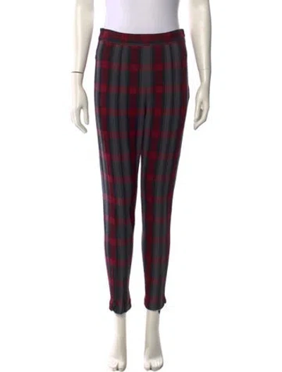 Pre-owned Alexander Wang T Plaid Print Skinny Leg Pants In Red