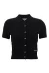 Alexander Wang T T By Alexander Wang Polo Cardigan In Black