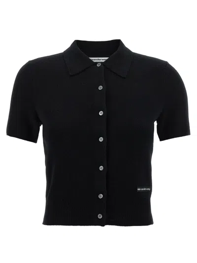 ALEXANDER WANG T POLO CARDIGAN SWEATERS AND CARDIGANS BLACK