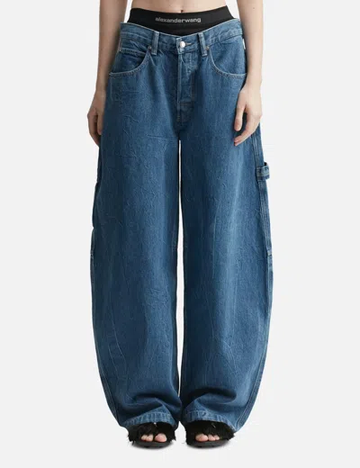 Alexander Wang T Prestyled Mid Rise Oversized Jean With Logo Elastic In Blue