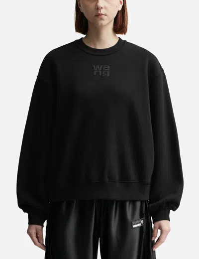 Alexander Wang T Puff Logo Essential Terry Crew Sweatshirt In Black