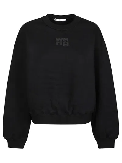 Alexander Wang T Puff Paint Logo Essentail Terry Sweatshirt In Black