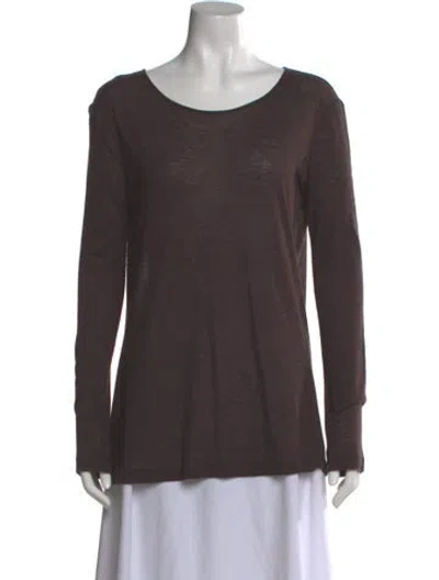 Pre-owned Alexander Wang T Scoop Neck Long Sleeve T-shirt In Brown