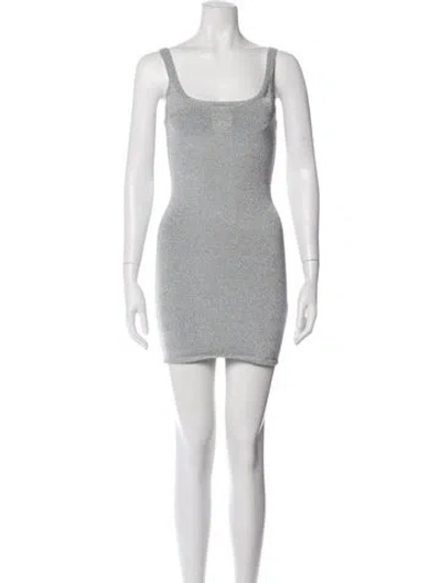 Pre-owned Alexander Wang Scoop Neck Mini Dress In Gray