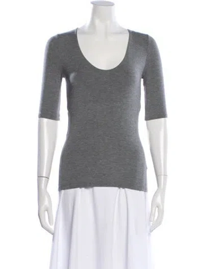 Pre-owned Alexander Wang T Scoop Neck Three-quarter Sleeve T-shirt In Gray