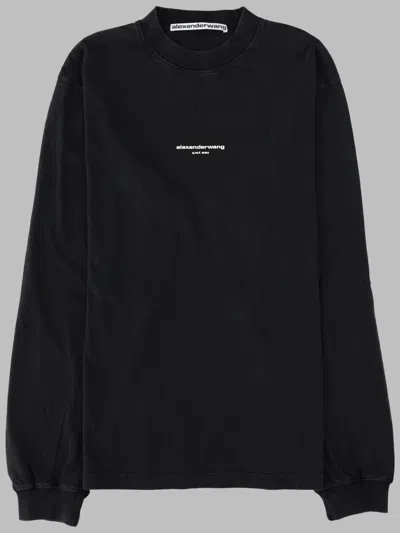 Alexander Wang T-shirt A Manica Lunga Con Logo In Black