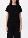 Alexander Wang Distressed Logo Shrunken Tee In Cotton Jersey In Black
