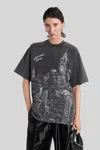 Alexander Wang Women T-shirt With Thermo-applied Rhinestones And Ny Skyline In Black