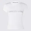 Alexander Wang Short Sleeve Crew Neck Top With Rhinestones In White