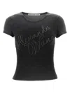 Alexander Wang 'logo Rhinestone T-shirt In Grey