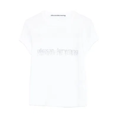 Alexander Wang Crystal Hotfix Logo Cotton Baby T-shirt Clothing In White