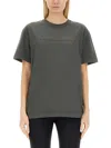Alexander Wang T-shirt With Embossed Logo In Charcoal