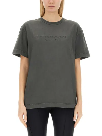 ALEXANDER WANG T-SHIRT WITH EMBOSSED LOGO