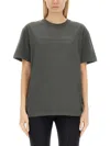 Alexander Wang T-shirt With Embossed Logo In Charcoal