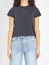 Alexander Wang T-shirt With Logo And Rhinestones In Blue