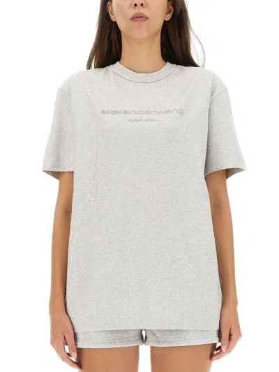 Alexander Wang Women T-shirt With Logo In Gray