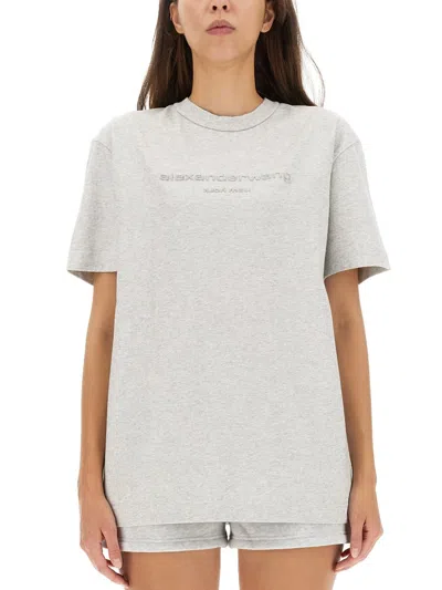 Alexander Wang T-shirt With Logo In Grey