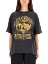 Alexander Wang Relaxed-fit Black Cotton T-shirt With Vintage Graphic Print In Gray