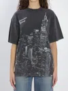 Alexander Wang T-shirt With Thermo-applied Rhinestones And Ny Skyline In Gray