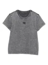 Alexander Wang Puff Logo Shrunken Cotton Jersey T-shirt In Gray