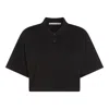 Alexander Wang Short Sleeved Cropped Polo T-shirt In Black