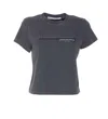 Alexander Wang Crew Neck Short Sleeves Cropped Length In Black