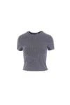 Alexander Wang Short Sleeve Round Neck Cropped Top In Gray