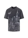 Alexander Wang T-shirt With Thermo-applied Rhinestones And Ny Skyline In Black