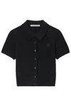 Alexander Wang Patch Logo Polo Shirt In Nero