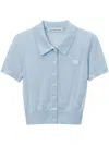 Alexander Wang Logo-embroidered Polo Cardigan In Blue