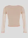 Alexander Wang Micro Solid Mesh Sleeve T-shirt In Peach Skin