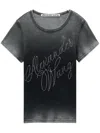 Alexander Wang Rhinestone Logo T-shirt In Washed Ash