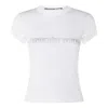 Alexander Wang Short Sleeve Crew Neck Top With Rhinestones In White