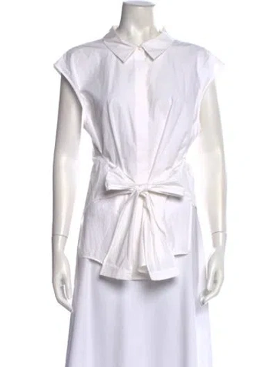Pre-owned Alexander Wang Short Sleeve Button-up Top In White