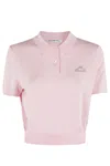 Alexander Wang T T By Alexander Wang 3d Logo Mesh Cropped Polo Shirt