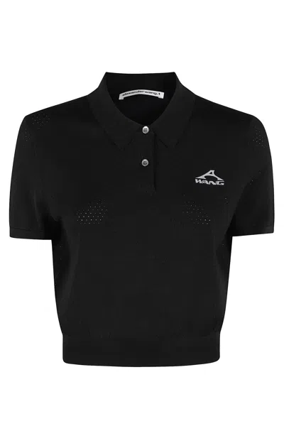 Alexander Wang T T By Alexander Wang Mesh Polo Shirt In Black