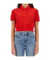 Alexander Wang T Alexanderwang.t Logo-embroidered Cropped Wool Cardigan In Red